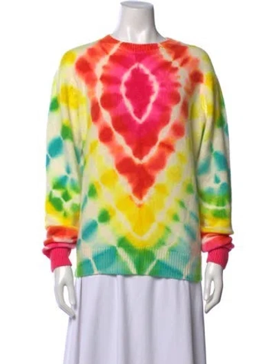Pre-owned The Elder Statesman Cashmere Tie-dye Print Sweater In Orange/pink