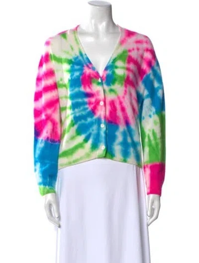 Pre-owned The Elder Statesman Cashmere Tie-dye Print Sweater In Pink