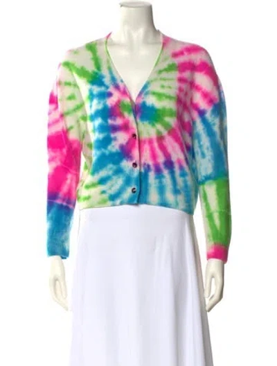 Pre-owned The Elder Statesman Cashmere Tie-dye Print Sweater In Pink