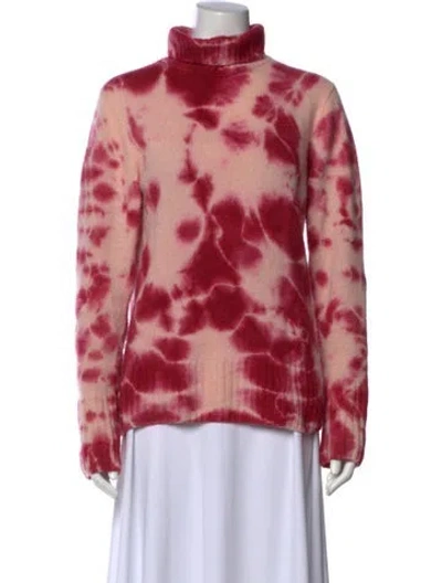 Pre-owned The Elder Statesman Cashmere Tie-dye Print Sweater In Pink