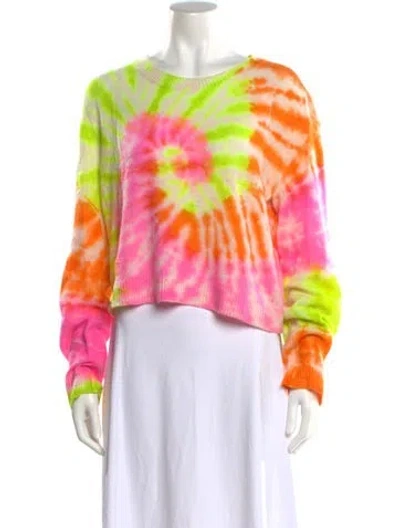 Pre-owned The Elder Statesman Cashmere Tie-dye Print Sweater In Pink