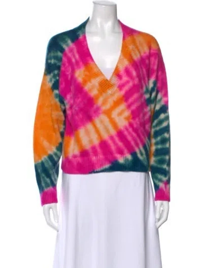 Pre-owned The Elder Statesman Cashmere Tie-dye Print Sweater In Pink