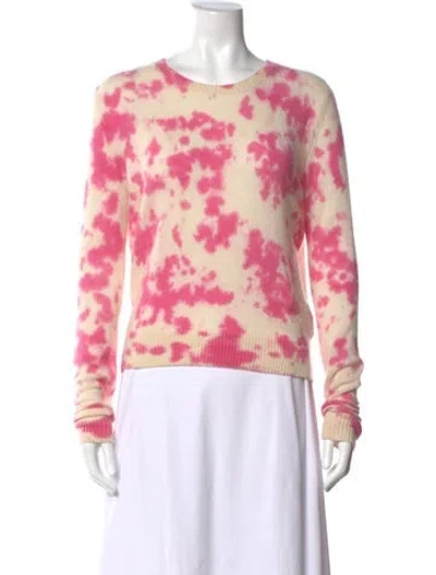 Pre-owned The Elder Statesman Cashmere Tie-dye Print Sweater In Pink