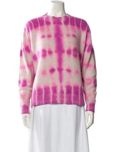 Pre-owned The Elder Statesman Cashmere Tie-dye Print Sweater In Purple