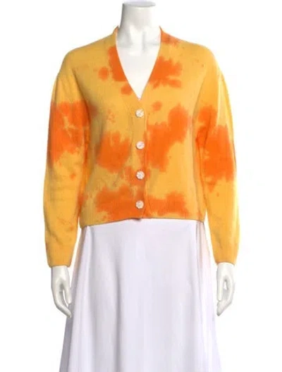 Pre-owned The Elder Statesman Cashmere Tie-dye Print Sweater In Yellow