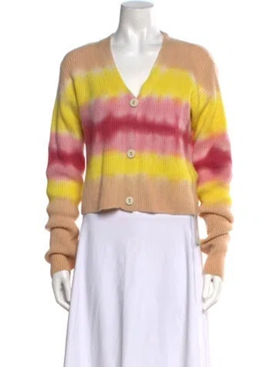 Pre-owned The Elder Statesman Cashmere Tie-dye Print Sweater In Yellow