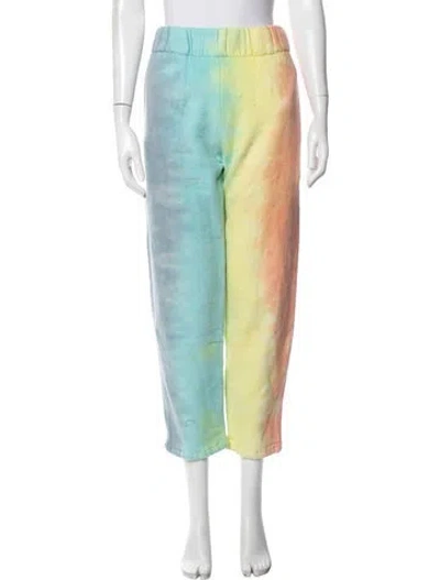 Pre-owned The Elder Statesman Cashmere Tie-dye Print Sweatpants In Blue