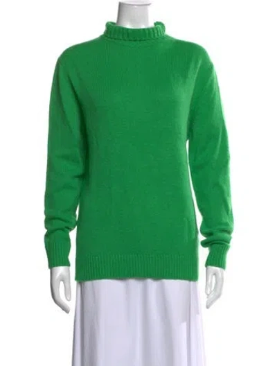 Pre-owned The Elder Statesman Cashmere Turtleneck Sweater In Green