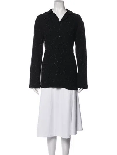 Pre-owned The Elder Statesman Cashmere Tweed Pattern Robe In Black