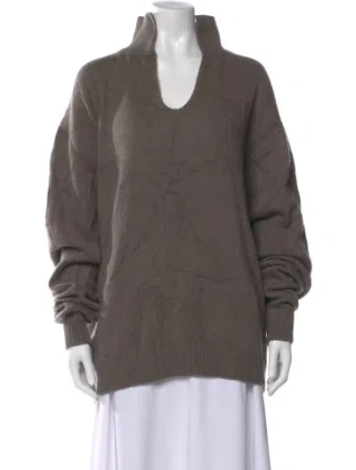 Pre-owned The Elder Statesman Cashmere V-neck Sweater In Gray