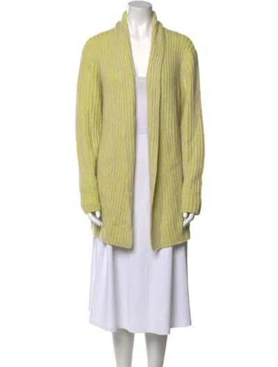 Pre-owned The Elder Statesman Cashmere V-neck Sweater In Green
