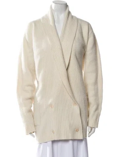 Pre-owned The Elder Statesman Cashmere V-neck Sweater In Neutral