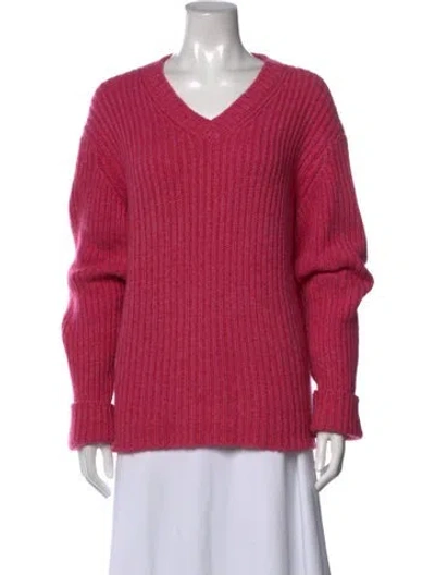 Pre-owned The Elder Statesman Cashmere V-neck Sweater In Pink