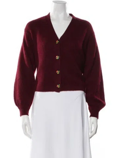 Pre-owned The Elder Statesman Cashmere V-neck Sweater In Red