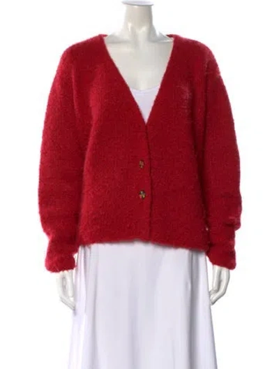 Pre-owned The Elder Statesman Cashmere V-neck Sweater In Red