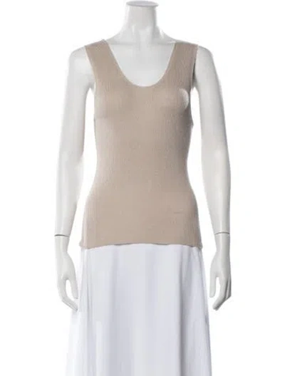 Pre-owned The Elder Statesman Cashmere V-neck Top W/ Tags In Neutrals