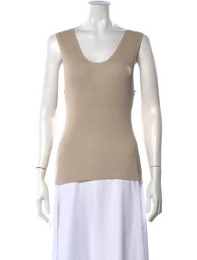 Pre-owned The Elder Statesman Cashmere V-neck Top W/ Tags In Neutrals