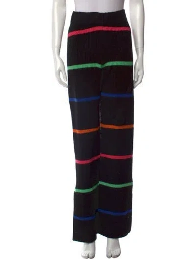 Pre-owned The Elder Statesman Cashmere Wide Leg Pants In Black