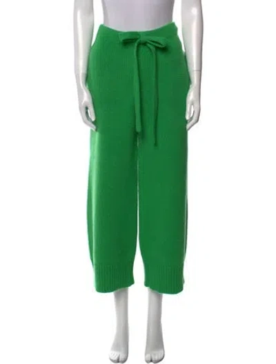 Pre-owned The Elder Statesman Cashmere Wide Leg Pants In Green