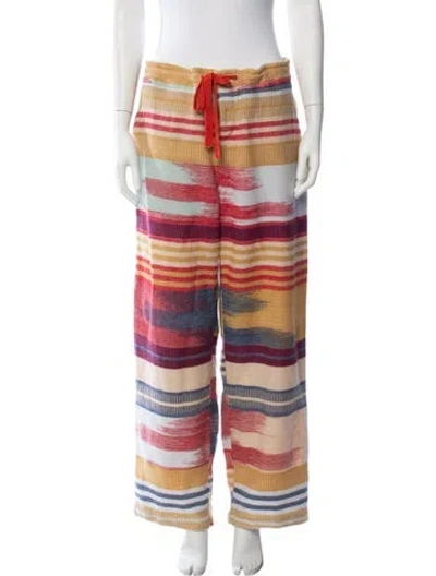 Pre-owned The Elder Statesman Cashmere Wide Leg Pants In Multicolor
