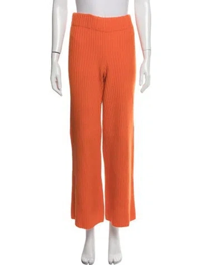 Pre-owned The Elder Statesman Cashmere Wide Leg Pants In Orange