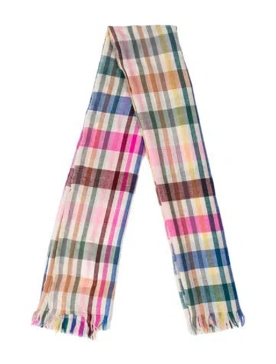 Pre-owned The Elder Statesman Cashwool Plaid Print Scarf In Pink