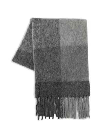 The Elder Statesman Check-pattern Fringed Scarf In Orange