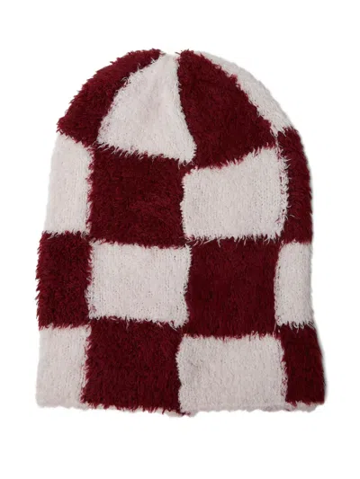 The Elder Statesman Checked Beanie In Red