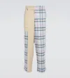 The Elder Statesman Checked Wool, Silk And Cashmere Pants In Cream W/peacock Plaid