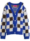 The Elder Statesman Checkered Cardigan In Blue