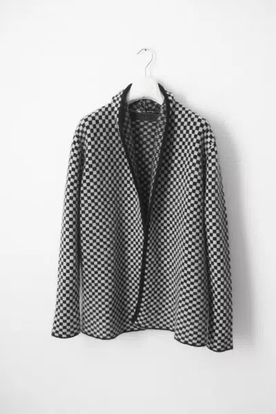 Pre-owned The Elder Statesman Checkered Cashmere Cardigan In Black Grey