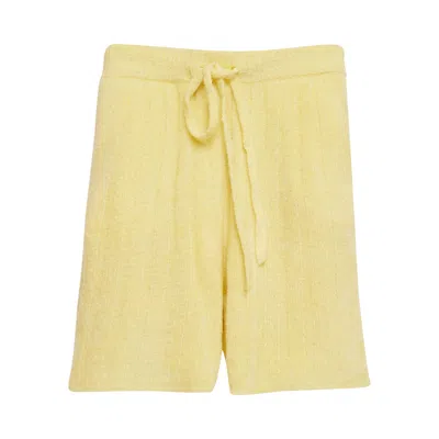 Pre-owned The Elder Statesman Chenille Rib Short 'butter' | Yellow | Men's Size Xl