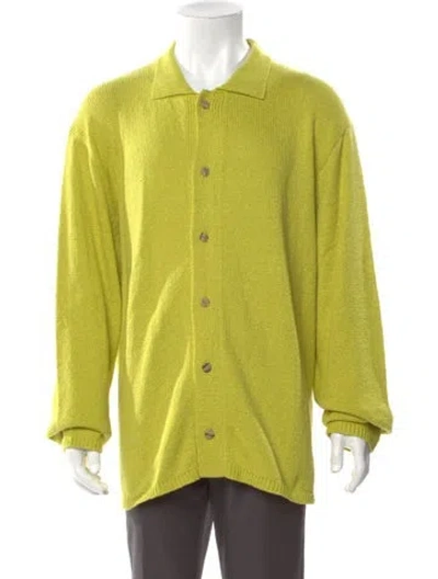 Pre-owned The Elder Statesman Collar Long Sleeve Cardigan W/ Tags In Green