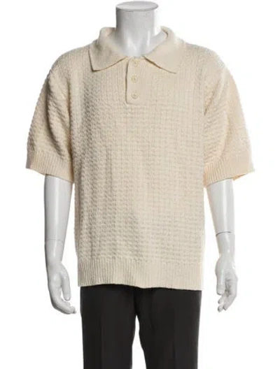 Pre-owned The Elder Statesman Collar Short Sleeve Polo Sweater In Neutral