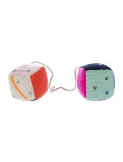 Pre-owned The Elder Statesman Colorblock Cashmere Hanging Dice In Pink