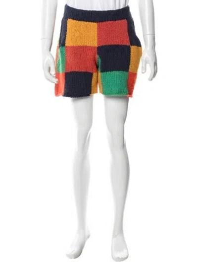 Pre-owned The Elder Statesman Colorblock Pattern Shorts In Blue
