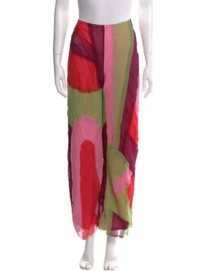 Pre-owned The Elder Statesman Colorblock Pattern Straight Leg Pants In Pink