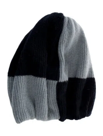 Pre-owned The Elder Statesman Colorblock Rib Knit Beanie In Gray