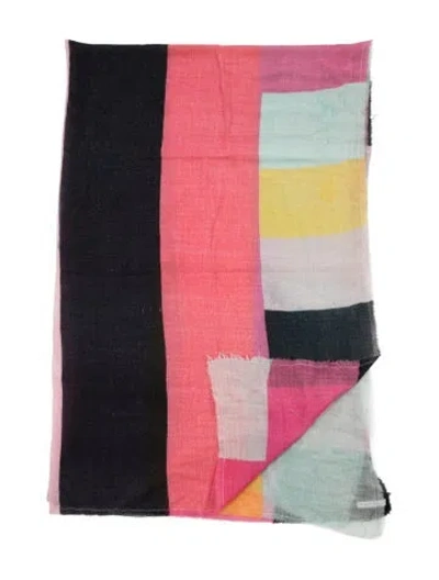 Pre-owned The Elder Statesman Colorblock Woven Blanket In Black/pink