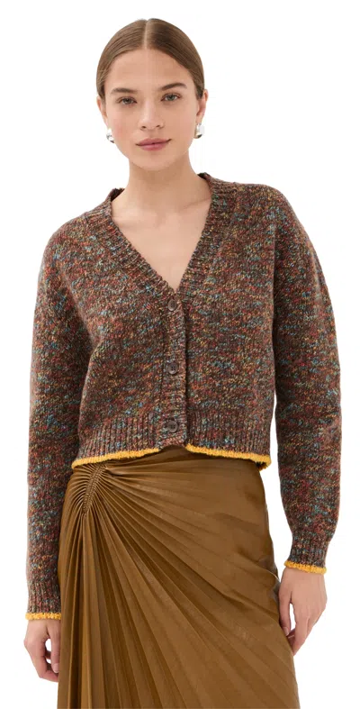 The Elder Statesman Confetti Cardigan Confetti Multi In Brown