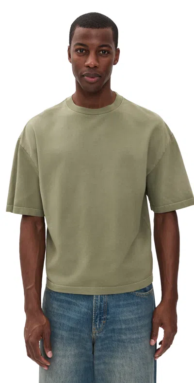 The Elder Statesman Cotton Cashmere Playa Boxy Tee Moss In Green