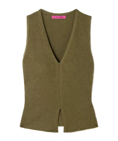 The Elder Statesman Nora Lite Ribbed Cotton Tank In Green