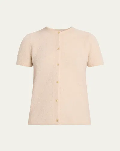 The Elder Statesman Cozy Cashmere Boucle Knit Crewneck Cardigan In Neutral