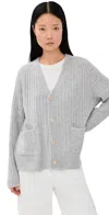 The Elder Statesman Cozy Rib Relaxed Cashmere Cardigan Heather Grey In Gray