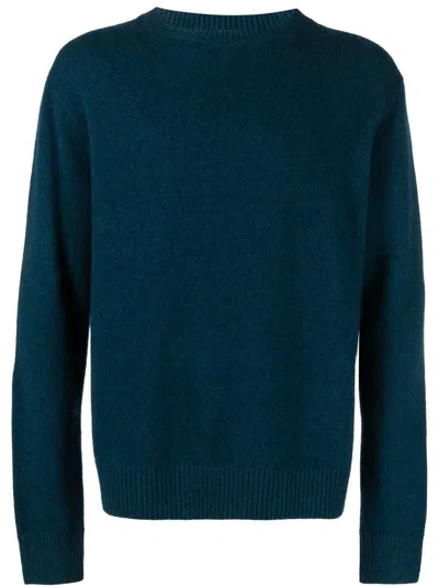 The Elder Statesman Blue Ribbed-trim Cashmere Sweater