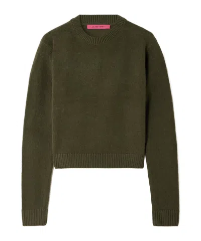 The Elder Statesman Crew Neck Cashmere Sweater In Green