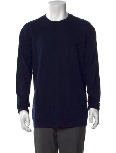Pre-owned The Elder Statesman Crew Neck Long Sleeve T-shirt W/ Tags In Blue