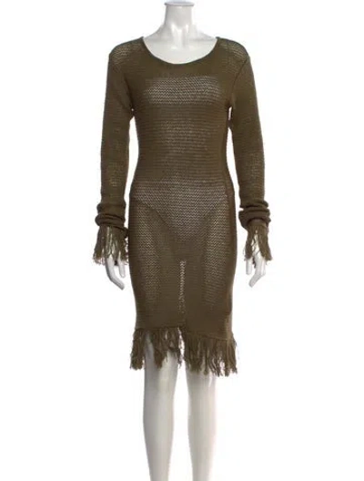 Pre-owned The Elder Statesman Crew Neck Midi Length Dress W/ Tags In Green