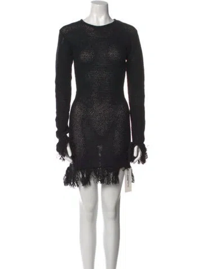 Pre-owned The Elder Statesman Crew Neck Mini Dress In Black