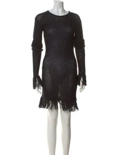 Pre-owned The Elder Statesman Crew Neck Mini Dress In Black